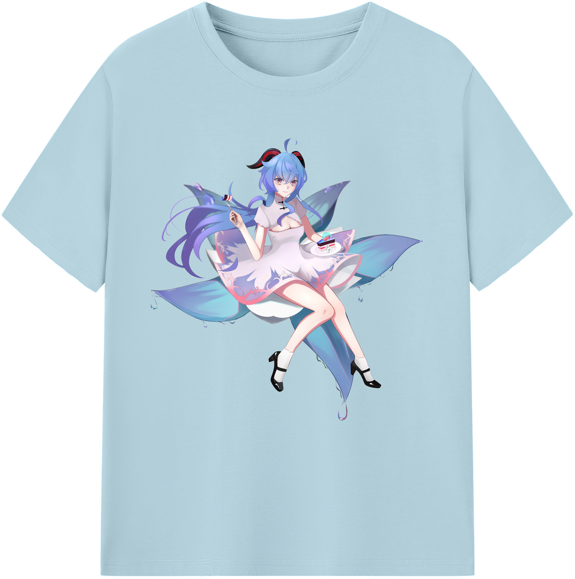 げんし神 甘雨 かんう genshin Ganyu 綿100％半袖Tシャツ（フロントプリント）